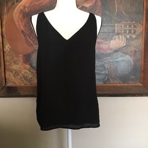 Express double v-neck tank top - black